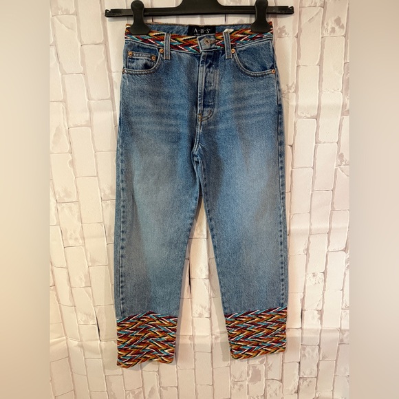 Rare Multicolor Trim Cropped Jeans ASO Buffy Summers BtVS High Rise Vintage - Picture 1 of 11